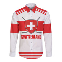 Custom Switzerland Ice Hockey Long Sleeve Button Shirt Come on La Nati