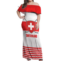 Custom Switzerland Ice Hockey Off Shoulder Maxi Dress Come on La Nati
