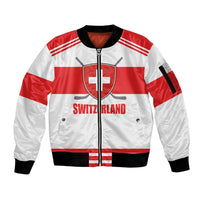 Custom Switzerland Ice Hockey Sleeve Zip Bomber Jacket Come on La Nati