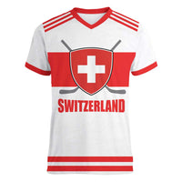 Custom Switzerland Ice Hockey Women V-Neck T-Shirt Come on La Nati