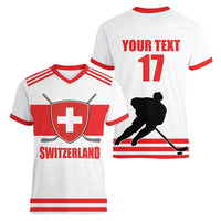 Custom Switzerland Ice Hockey Women V-Neck T-Shirt Come on La Nati