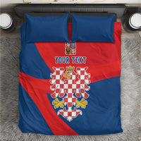 Personalized Coat of Arms of Moravia Bedding Set Gold-crowned White Red Checkered Eagle