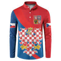 Personalized Coat of Arms of Moravia Button Sweatshirt Gold-crowned White Red Checkered Eagle