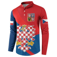 Personalized Coat of Arms of Moravia Button Sweatshirt Gold-crowned White Red Checkered Eagle