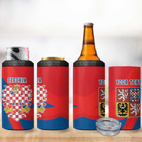 Personalized Coat of arms of Moravia 4 in 1 Can Cooler Tumbler Gold-crowned White Red Checkered Eagle