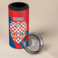 Personalized Coat of arms of Moravia 4 in 1 Can Cooler Tumbler Gold-crowned White Red Checkered Eagle