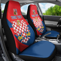Personalized Coat of Arms of Moravia Car Seat Cover Gold-crowned White Red Checkered Eagle