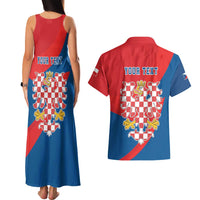 Personalized Coat of Arms of Moravia Couples Matching Tank Maxi Dress and Hawaiian Shirt Gold-crowned White Red Checkered Eagle