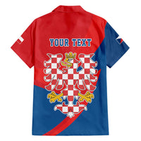 Personalized Coat of Arms of Moravia Family Matching Puletasi and Hawaiian Shirt Gold-crowned White Red Checkered Eagle