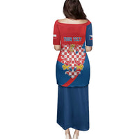 Personalized Coat of Arms of Moravia Family Matching Puletasi and Hawaiian Shirt Gold-crowned White Red Checkered Eagle