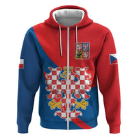 Personalized Coat of Arms of Moravia Hoodie Gold-crowned White Red Checkered Eagle