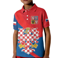 Personalized Coat of Arms of Moravia Kid Polo Shirt Gold-crowned White Red Checkered Eagle
