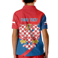 Personalized Coat of Arms of Moravia Kid Polo Shirt Gold-crowned White Red Checkered Eagle