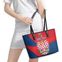 Personalized Coat of Arms of Moravia Leather Tote Bag Gold-crowned White Red Checkered Eagle