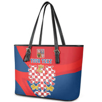 Personalized Coat of Arms of Moravia Leather Tote Bag Gold-crowned White Red Checkered Eagle
