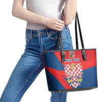 Personalized Coat of Arms of Moravia Leather Tote Bag Gold-crowned White Red Checkered Eagle