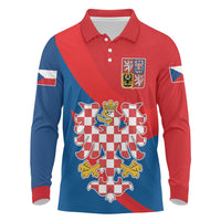Personalized Coat of Arms of Moravia Long Sleeve Polo Shirt Gold-crowned White Red Checkered Eagle LT17 - Wonder Print Shop