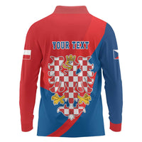 Personalized Coat of Arms of Moravia Long Sleeve Polo Shirt Gold-crowned White Red Checkered Eagle LT17 - Wonder Print Shop