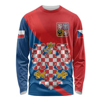 Personalized Coat of Arms of Moravia Long Sleeve Shirt Gold-crowned White Red Checkered Eagle LT17 - Wonder Print Shop