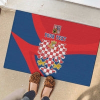 Personalized Coat of Arms of Moravia Rubber Doormat Gold-crowned White Red Checkered Eagle LT17 - Wonder Print Shop
