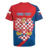Personalized Coat of Arms of Moravia Rugby Jersey Gold-crowned White Red Checkered Eagle LT17 - Wonder Print Shop