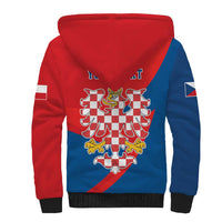 Personalized Coat of Arms of Moravia Sherpa Hoodie Gold-crowned White Red Checkered Eagle LT17 - Wonder Print Shop