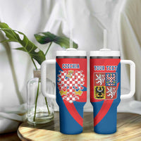 Personalized Coat of arms of Moravia Tumbler With Handle Gold-crowned White Red Checkered Eagle LT17 - Wonder Print Shop