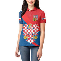 Personalized Coat of Arms of Moravia Women Polo Shirt Gold-crowned White Red Checkered Eagle LT17 - Wonder Print Shop
