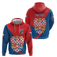 Personalized Coat of Arms of Moravia Zip Hoodie Gold-crowned White Red Checkered Eagle LT17 - Wonder Print Shop