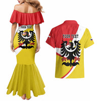 Personalized Coat of Arms of Silesia Couples Matching Mermaid Dress and Hawaiian Shirt Black Eagle with Silver Crescent