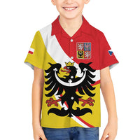 Personalized Coat of Arms of Silesia Family Matching Long Sleeve Bodycon Dress and Hawaiian Shirt Black Eagle with Silver Crescent