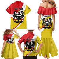 Personalized Coat of Arms of Silesia Family Matching Mermaid Dress and Hawaiian Shirt Black Eagle with Silver Crescent
