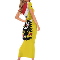 Personalized Coat of Arms of Silesia Family Matching Short Sleeve Bodycon Dress and Hawaiian Shirt Black Eagle with Silver Crescent