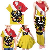 Personalized Coat of Arms of Silesia Family Matching Tank Maxi Dress and Hawaiian Shirt Black Eagle with Silver Crescent