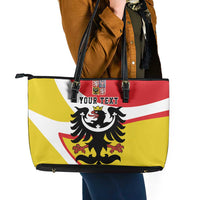 Personalized Coat of Arms of Silesia Leather Tote Bag Black Eagle with Silver Crescent