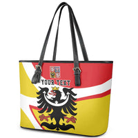 Personalized Coat of Arms of Silesia Leather Tote Bag Black Eagle with Silver Crescent