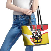Personalized Coat of Arms of Silesia Leather Tote Bag Black Eagle with Silver Crescent