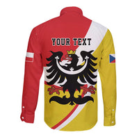 Personalized Coat of Arms of Silesia Long Sleeve Button Shirt Black Eagle with Silver Crescent