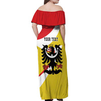 Personalized Coat of Arms of Silesia Off Shoulder Maxi Dress Black Eagle with Silver Crescent LT17 - Wonder Print Shop