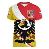 Personalized Coat of Arms of Silesia Women V-Neck T-Shirt Black Eagle with Silver Crescent LT17 - Wonder Print Shop