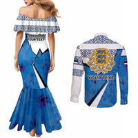 Estonia Coat of arms Personalized Couples Matching Mermaid Dress and Long Sleeve Button Shirt Eesti riigivapp