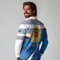 Estonia Coat of arms Personalized Long Sleeve Polo Shirt Eesti riigivapp