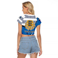 Estonia Coat of arms Personalized Raglan Cropped T Shirt Eesti riigivapp