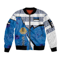 Estonia Coat of arms Personalized Sleeve Zip Bomber Jacket Eesti riigivapp