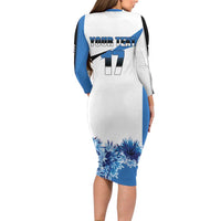 Estonia Grey Wolf and Cornflower Family Matching Long Sleeve Bodycon Dress and Hawaiian Shirt Estonia Flag