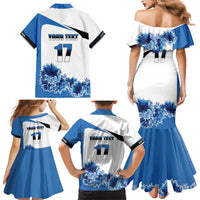 Estonia Grey Wolf and Cornflower Family Matching Mermaid Dress and Hawaiian Shirt Estonia Flag