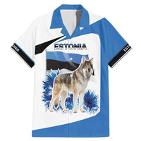 Estonia Grey Wolf and Cornflower Family Matching Mermaid Dress and Hawaiian Shirt Estonia Flag
