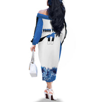 Estonia Grey Wolf and Cornflower Family Matching Off The Shoulder Long Sleeve Dress and Hawaiian Shirt Estonia Flag
