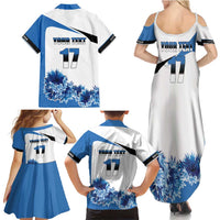 Estonia Grey Wolf and Cornflower Family Matching Summer Maxi Dress and Hawaiian Shirt Estonia Flag