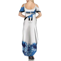 Estonia Grey Wolf and Cornflower Family Matching Summer Maxi Dress and Hawaiian Shirt Estonia Flag